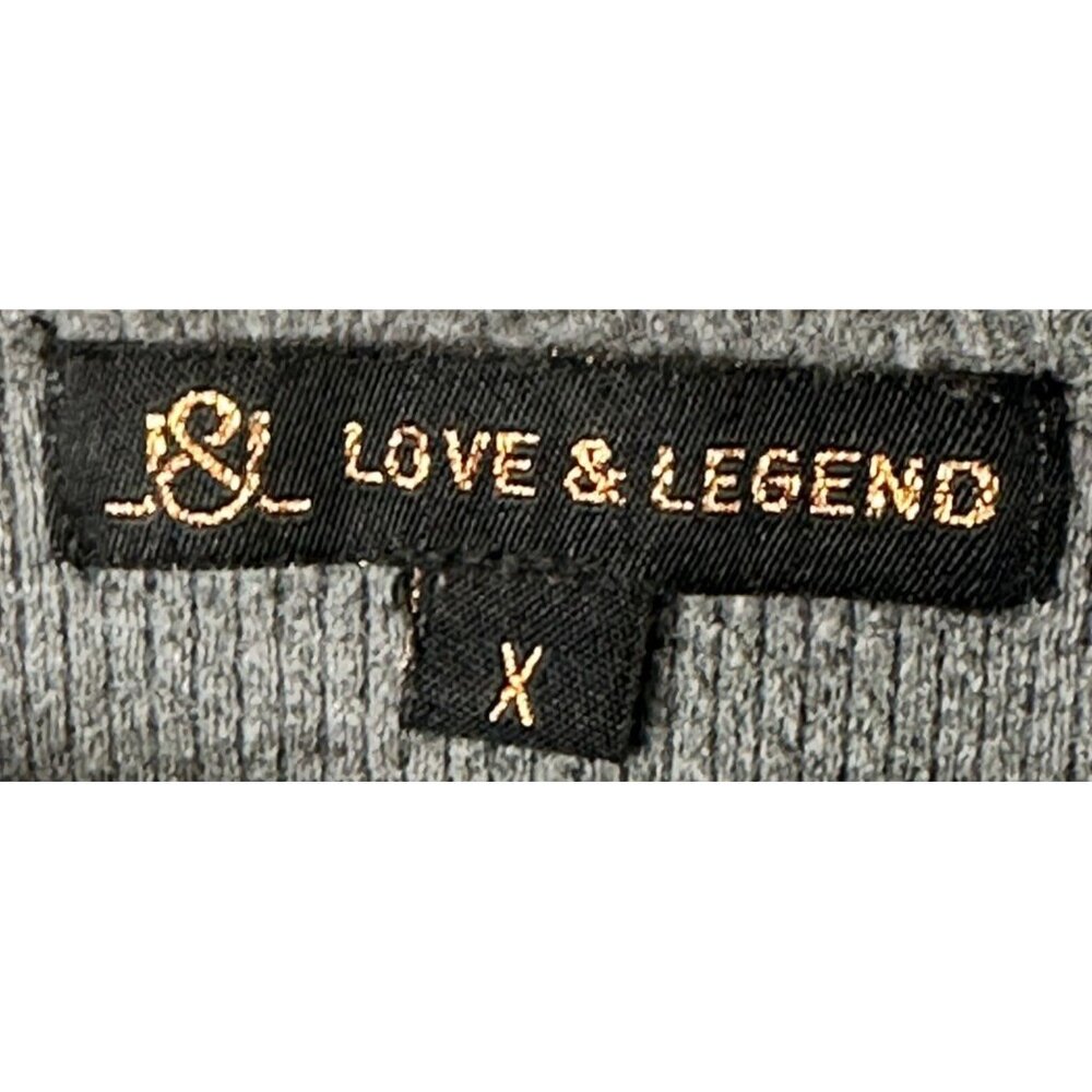 Love & Legend Womens Shirt Long Sleeve Waffle Embroidered Pullover Gray Size X - Picture 8 of 11